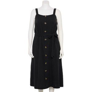 Sonoma Goods For Life Faux Button Front Midi Dress Size 2X Black